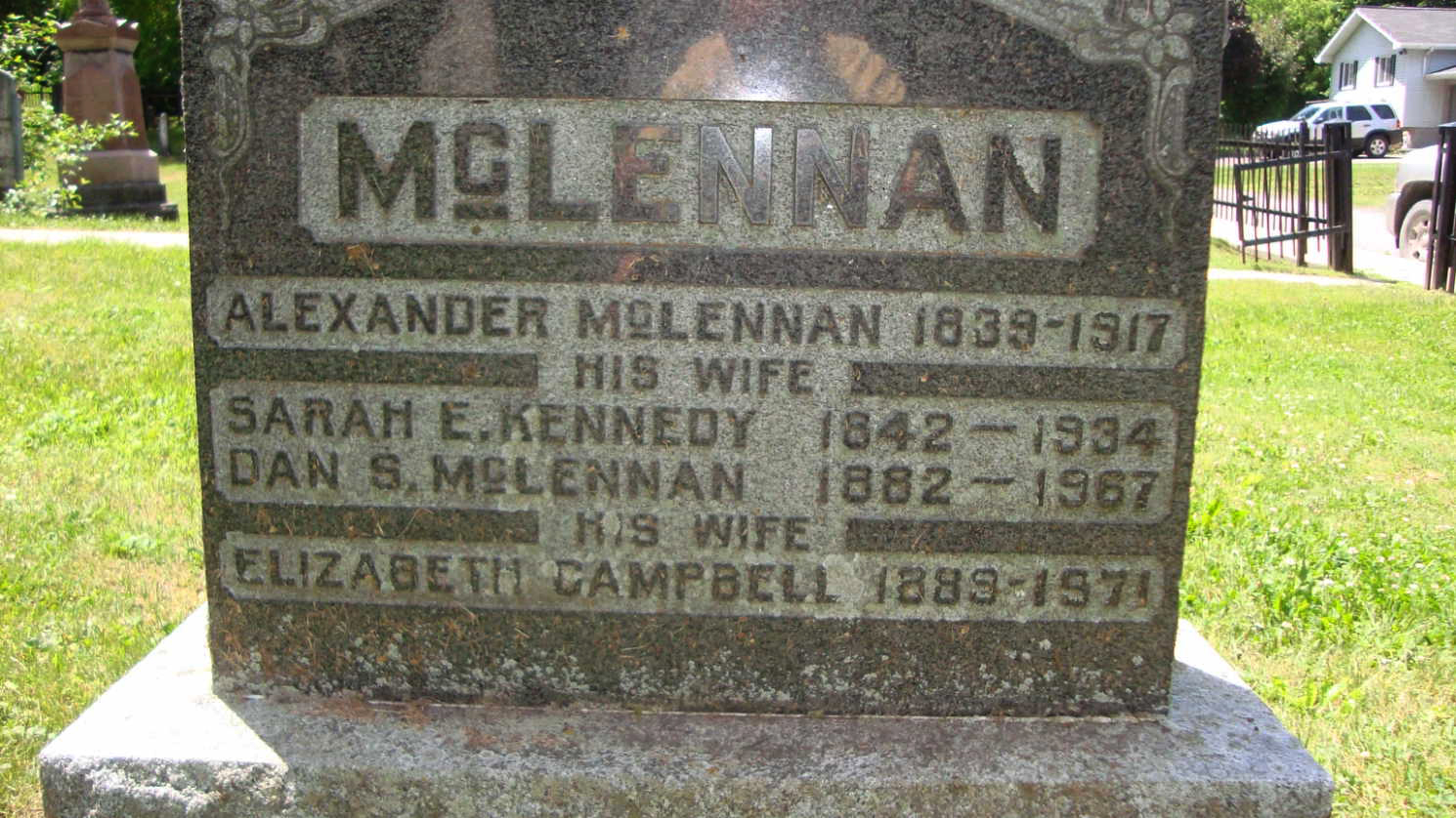 Photo of headstones/Alexander McLennan 1839-1917 hdstn StAndrw MartintownON